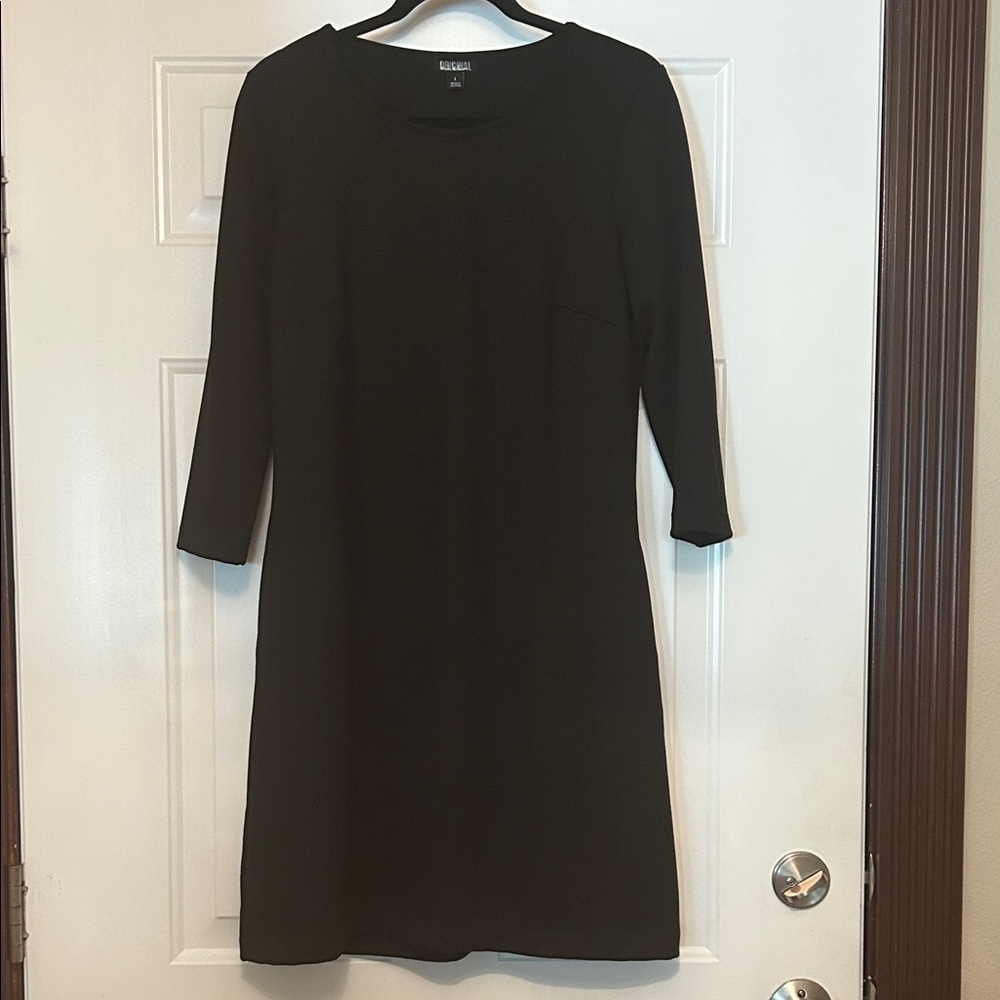 Nicole Miller Sheath Dress L Black Minimalist Classic Staple Career Wedding